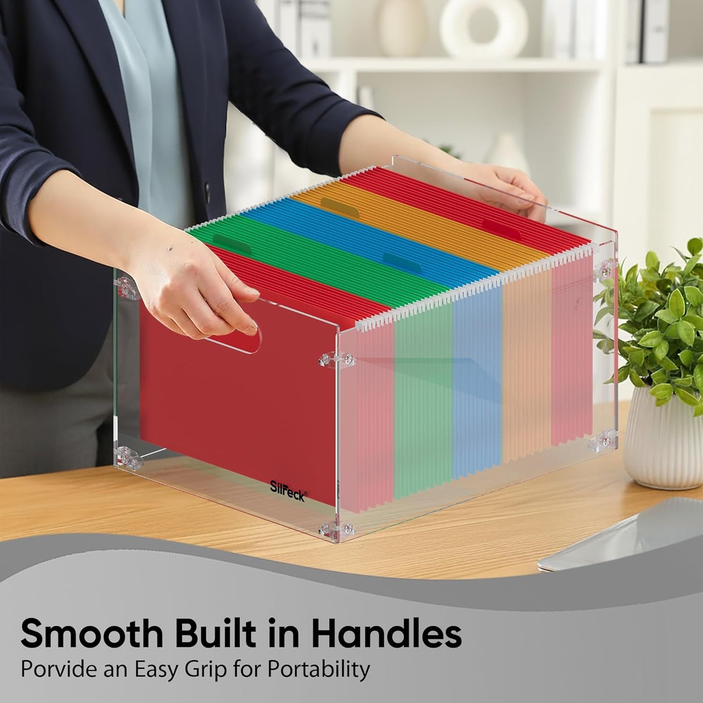 Silreck® Clear Acrylic File Organizer for Desk – Desktop Document Holder for A4 & Letter Size Papers, Sturdy Acrylic to Keep Office & Home Documents Neat