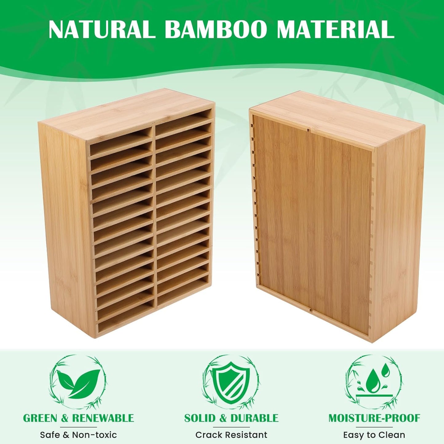 Bamboo Marker Organizer for 224 Markers, Alcohol Marker Storage Organizer with 28 Compartments, Desktop Marker Holder for Art Markers, Brush Pens, Pencils