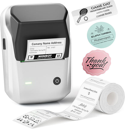 NIIMBOT B1 Label Maker Machine, Thermal Label Printer Easy to Use for Office, Home, Business, Came with 1 Roll White Label(Blue)