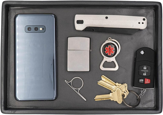 Clip & Carry Handmade Silicone EDC Dump Tray, Everyday Carry Valet Tray, U.S.A. Made, Jewelry Organizer (Blue/White)