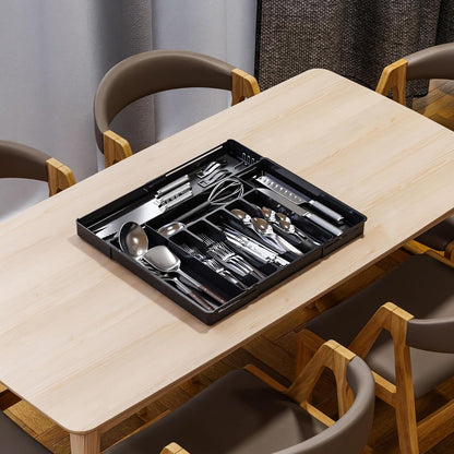 Clear Expandable Silverware Organizers for Kitchen Drawers,Large BPA Free Cutlery Organizer in Drawer,Plastic Utensil Drawer Organizer Suitable as Flatware,Knife,Fork,Spoon,Silverware Holder and Tray