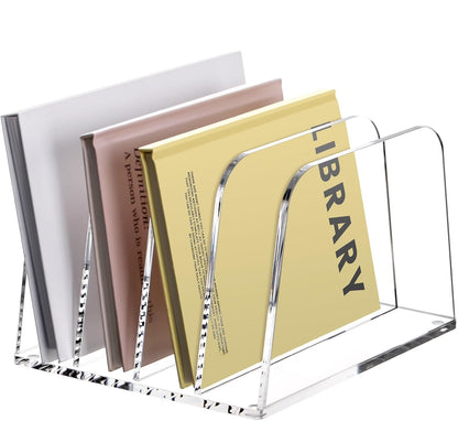 YUXUN Desk File Organizer,5-Section Vertical Clear Acrylic Desk Organizer File Holder Mail Sorter Office Organization for Office Home &Classroom（B5）