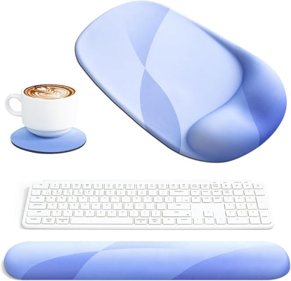 Ospelelf Wrist Rest for Keyboard and Mouse Ergonomic Mouse Pad with Wrist Support Memory Foam Wrist Rest for Computer Keyboard,3-in-1 Gel Mouse and Keyboard Pad for Office Geometry Green