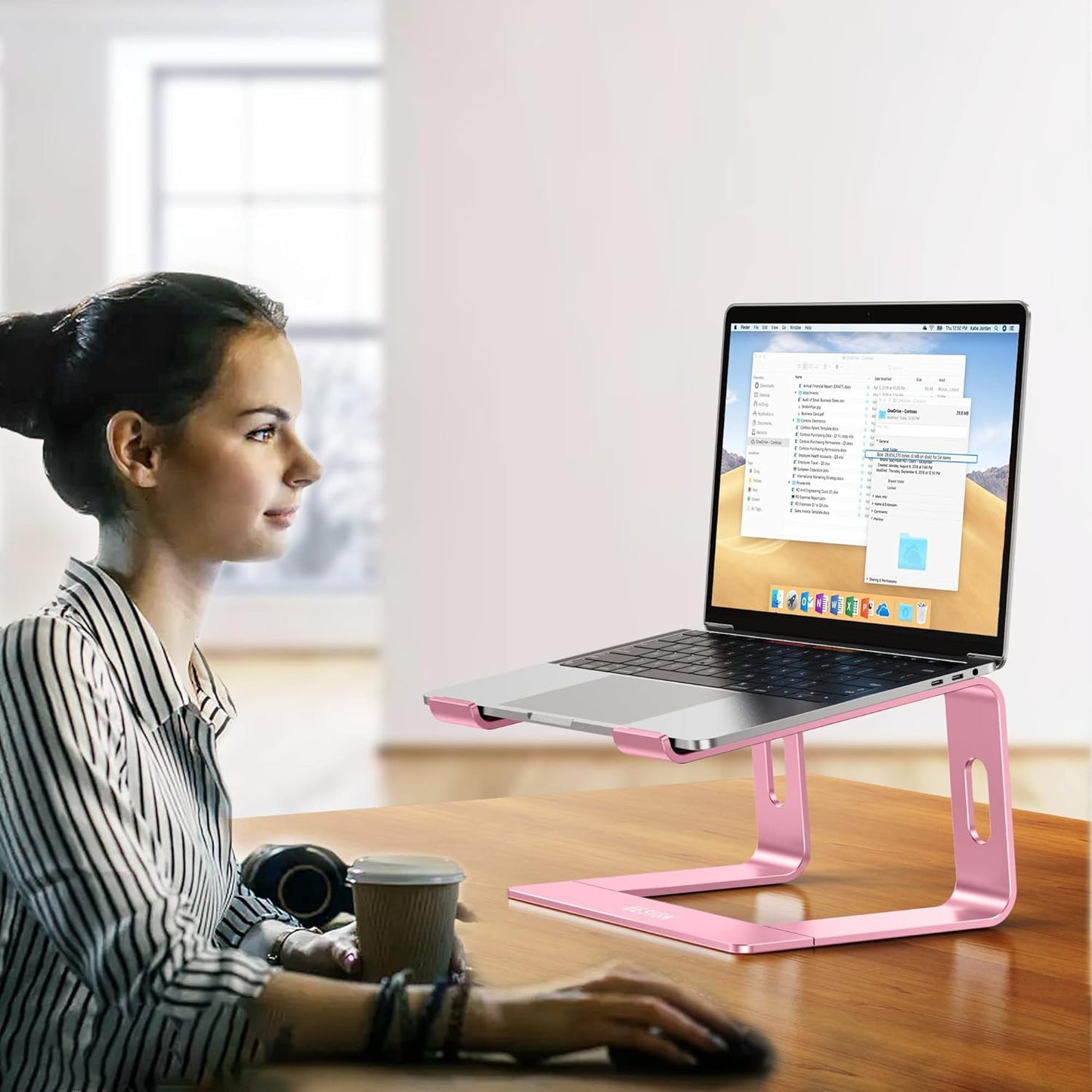 BESIGN LS03 Aluminum Laptop Stand, Ergonomic Detachable Computer Stand, Notebook Riser, Laptop Mount Compatible with Air, Pro, Dell, HP, Lenovo More 10-15.6" Laptops, Silver
