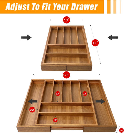 Kitchen Silverware Drawer Organizer and Storage Flatware Cutlery Utensil Holder Spice Rack Containers Bathroom Counter Cabinet Office Desk Makeup Drawer Tray Kitchen and Dining Tools Decor Accessories