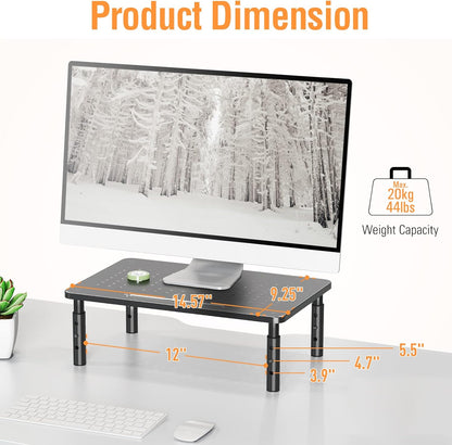 ELIVED 2 Pack Monitor Stand Riser - 3 Height Adjustable Monitor Stand for Laptop, Computer, PC, Printer, Mesh Metal Monitor Riser for Desktop Organizer.