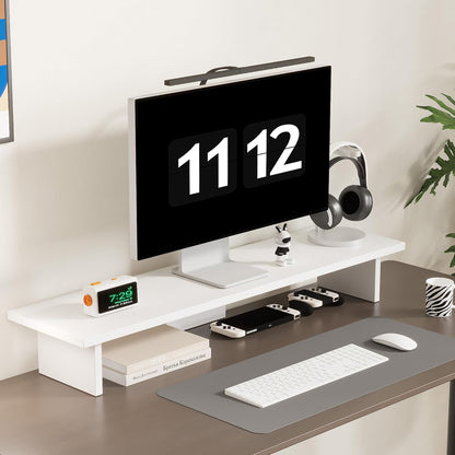 Monitor Stand Riser,Wood & Acrylic Computer Monitor Stand with LED Light,Desk Accessories Desktop Organizer Stand for Computer,Laptop,Printer,PC & TV Screen Riser