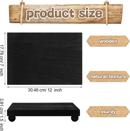 Amyhill Wood Pedestal Stand Kitchen Soap Tray Farmhouse Wooden Riser Stand for Kitchen Bathroom Counter Table Decor Plant Candle Vases Display(Classic,Black,9 x 6 Inch)