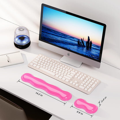 MOKURU Gel Keyboard and Mouse Wrist Rest Set, Comfort Ergonomic Wrist Support, for Wrist Pain Relief, Computer Keyboard Wrist Rest (Black)