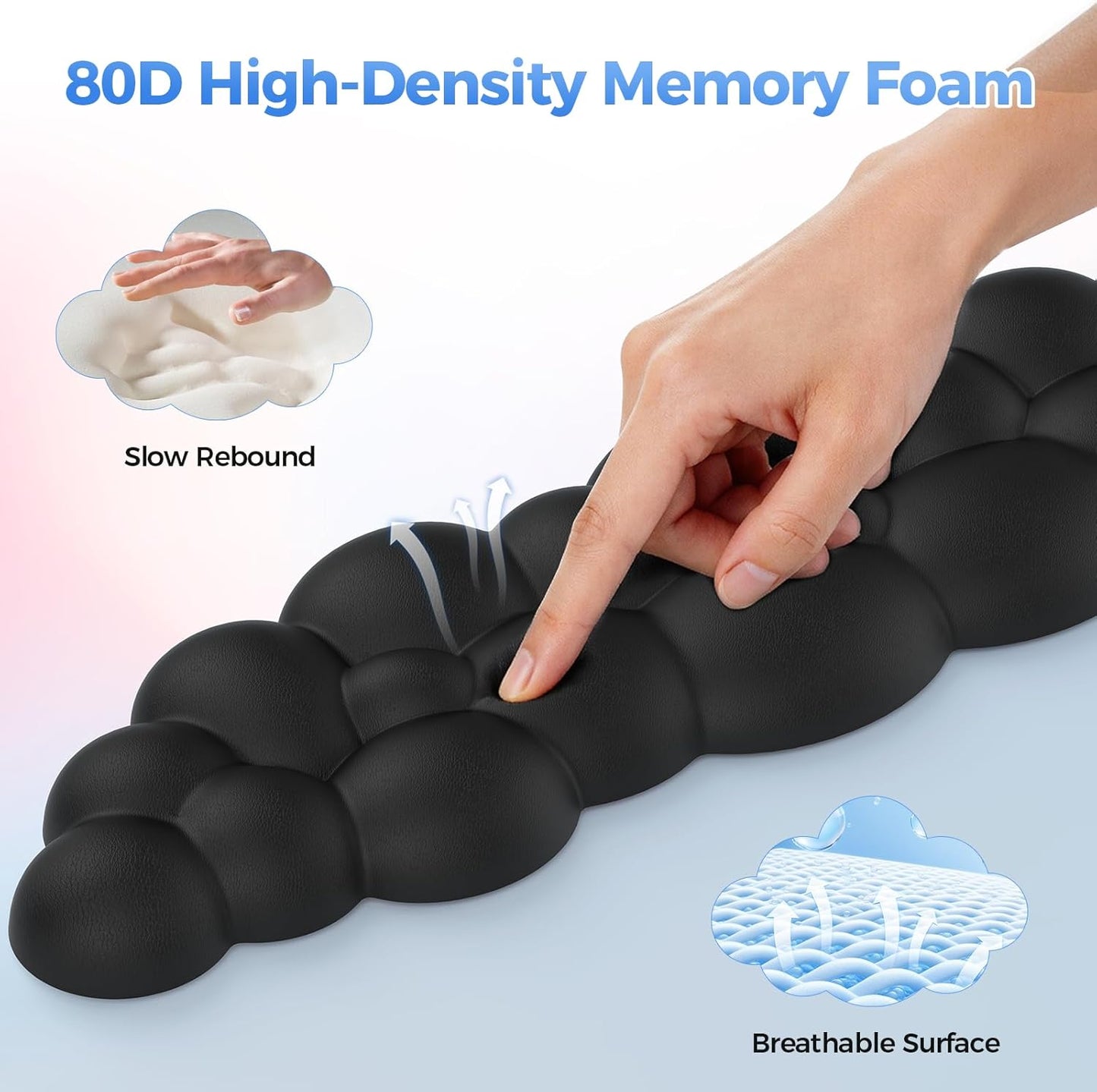 TECKNET Cloud Mouse Pad with Wrist Rest, Ergonomic Cloud Wrist Rest with Non-Slip Base, PU Leather Memory Foam Mouse Pad Wrist Support for Keyboard and Mouse, Pain Relief for Typing, Gaming, White