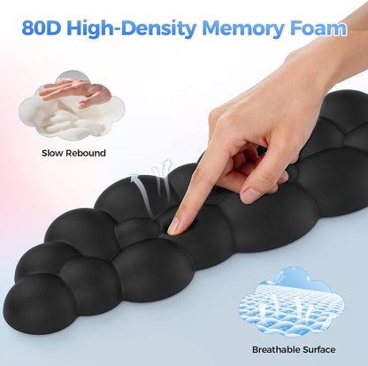 TECKNET Cloud Mouse Pad with Wrist Rest, Ergonomic Cloud Wrist Rest with Non-Slip Base, PU Leather Memory Foam Mouse Pad Wrist Support for Keyboard and Mouse, Pain Relief for Typing, Gaming, White