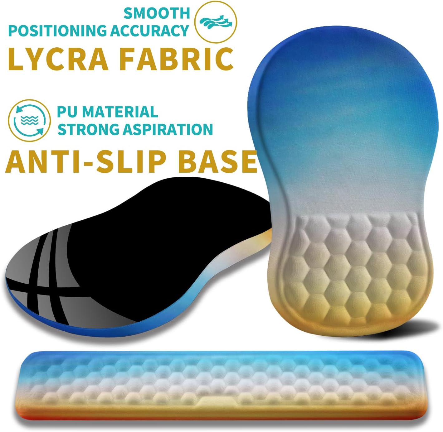 Hokafenle 2 in 1 Ergonomic Mouse Pad Wrist Support & Wrist Rest for Computer Keyboard Set, with Relieve Carpal Tunnel Pain Massage Bulge and Full Memory Gel Design (2In1 Set, Light Green)