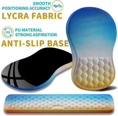 Hokafenle 2 in 1 Ergonomic Mouse Pad Wrist Support & Wrist Rest for Computer Keyboard Set, with Relieve Carpal Tunnel Pain Massage Bulge and Full Memory Gel Design (2In1 Set, Light Green)