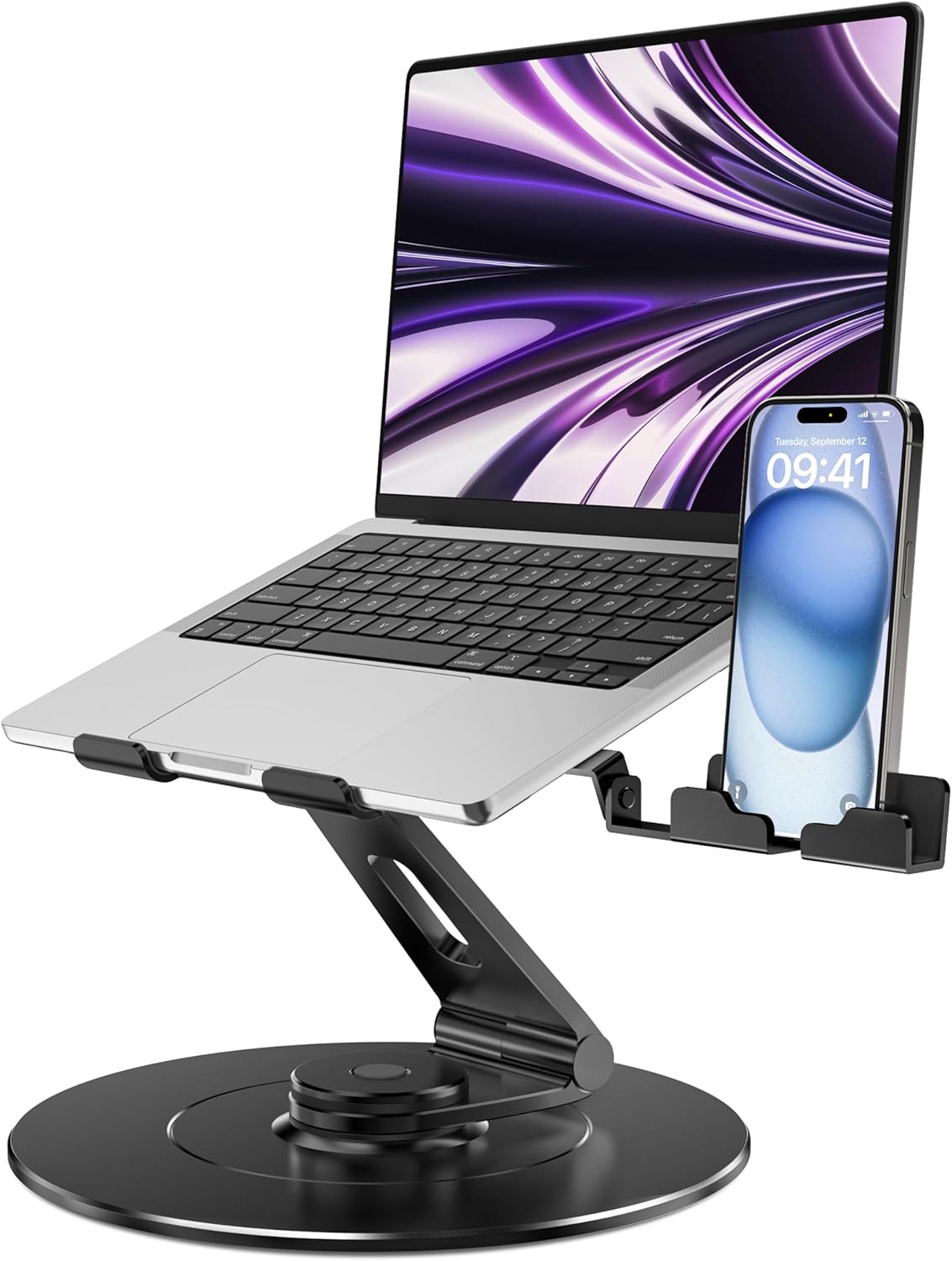 LOXP Adjustable Laptop Stand for Desk, Metal Foldable Laptop Riser, Ventilated Cooling Lectern, Ergonominc Computer Notebook Stand for Desk Compatible with 10-15.6“ Laptops