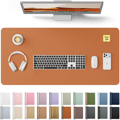 YSAGi Leather Desk Protector, Office Mat, Large Mouse Mat, Non-Slip PU Leather Blotter, Laptop Pad, Waterproof Writing Pad for Office and Home (Light Pink, 23.6" x 13.8") - Colors A