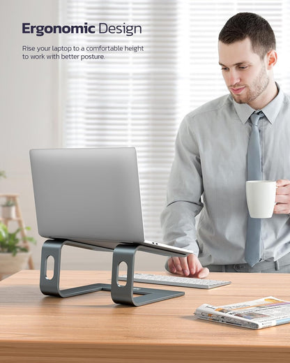 Nulaxy Laptop Stand, Ergonomic Aluminum Laptop Computer Stand, Detachable Laptop Riser Notebook Holder Stand Compatible with MacBook Air Pro, Dell XPS, HP, Lenovo More 10-16” Laptops - Rose Gold