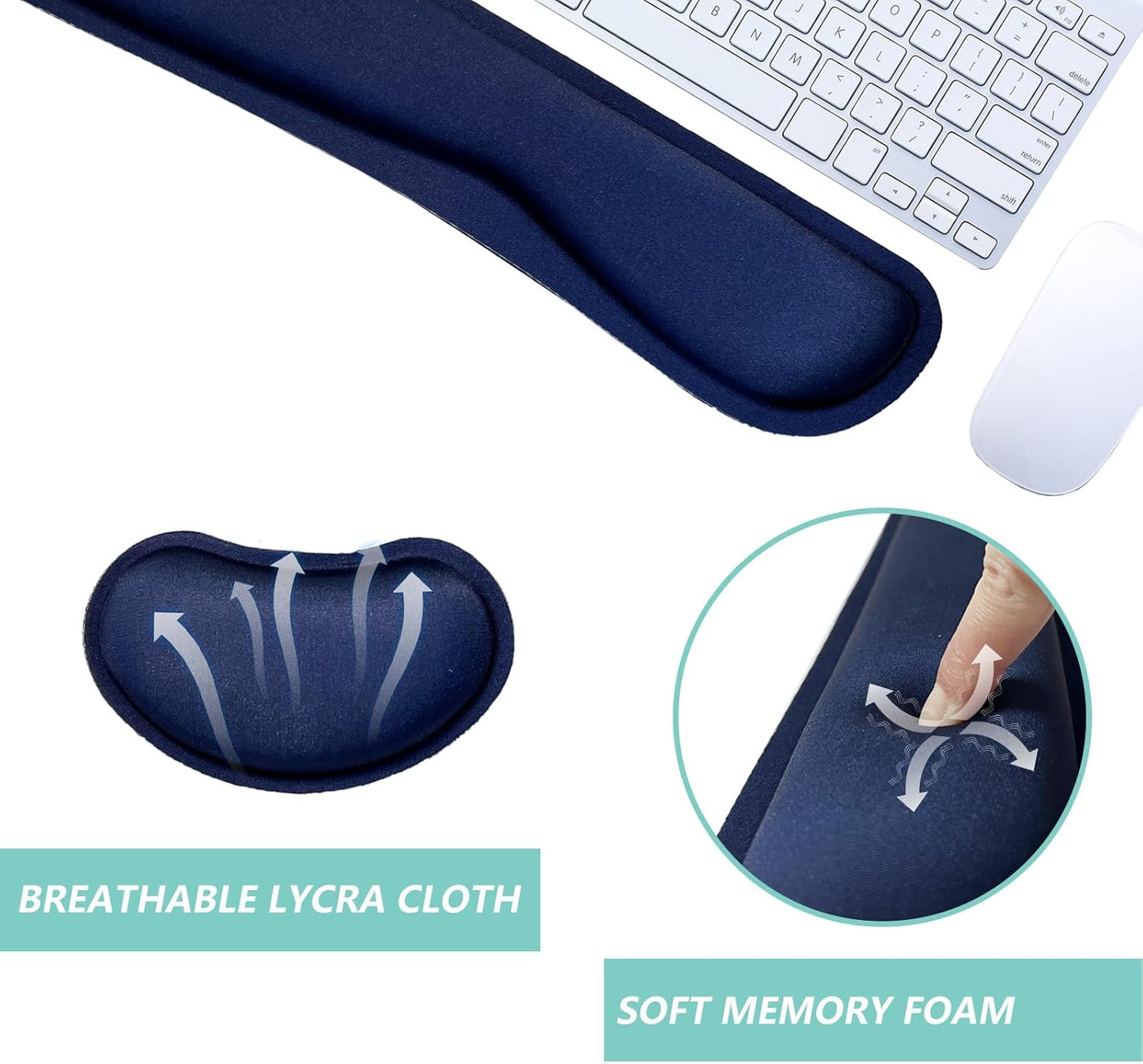 Keyboard Wrist Rest Mouse Wrist Support Set, Memory Foam Wrist Rest Pad for Computer Laptop Keyboard Mouse, Ergonomic Wrist Cushion Support for Typing Pain Relief, Gaming Home Office, Purple