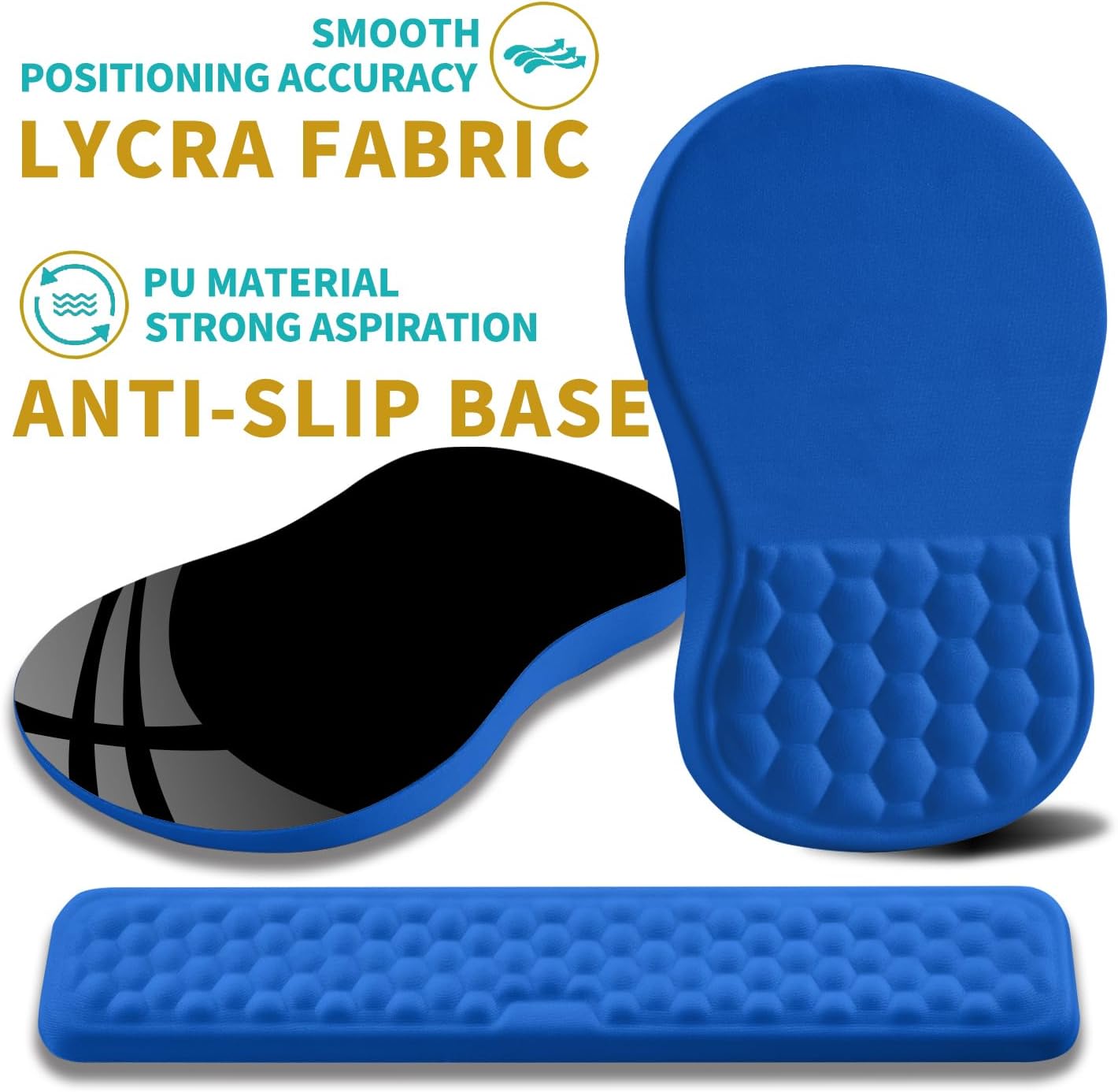 Hokafenle 2 in 1 Ergonomic Mouse Pad Wrist Support & Wrist Rest for Computer Keyboard Set, with Relieve Carpal Tunnel Pain Massage Bulge and Full Memory Gel Design (2In1 Set, Light Green)