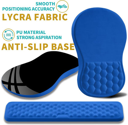 Hokafenle 2 in 1 Ergonomic Mouse Pad Wrist Support & Wrist Rest for Computer Keyboard Set, with Relieve Carpal Tunnel Pain Massage Bulge and Full Memory Gel Design (2In1 Set, Light Green)