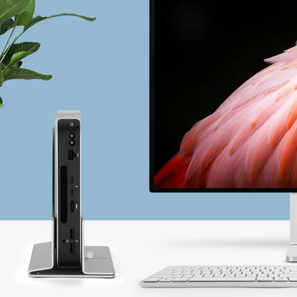 Adjustable Mac mini Stand Aluminium Vertical Laptop Holder Desk Mount - Universal Fit for Mac mini 2005-2023, Compatible with Laptop and Mini PC - Slot Width (10-52mm/0.4-2 inch)