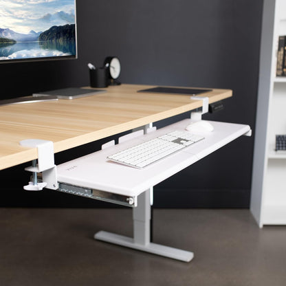 VIVO Large Clamp-on Computer Keyboard and Mouse Under Desk Slider Tray, 27 x 11 inch Pull Out Platform Drawer, White, MOUNT-KB05W