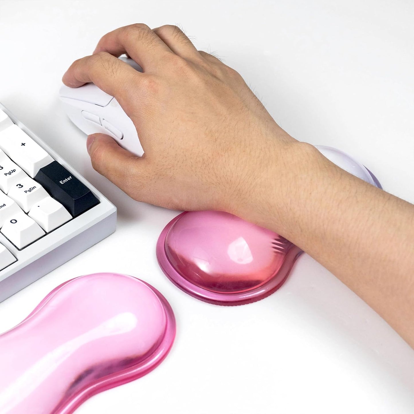 Ergonomic Gel Keyboard and Mouse Wrist Rest Set – Clear Wrist Rest for Computer Keyboard 60%/68%/75%, Comfort & Support for Typing and Gaming (Grey Purple)