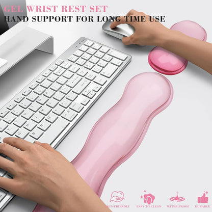 Gel Wrist Rest for Keyboard and Mouse, Wrist Rest for Keyboard, Mouse Wrist Support, Pain Relief, Cool Touch, Non-Skid, Keyboard and Mouse Wrist pad Set