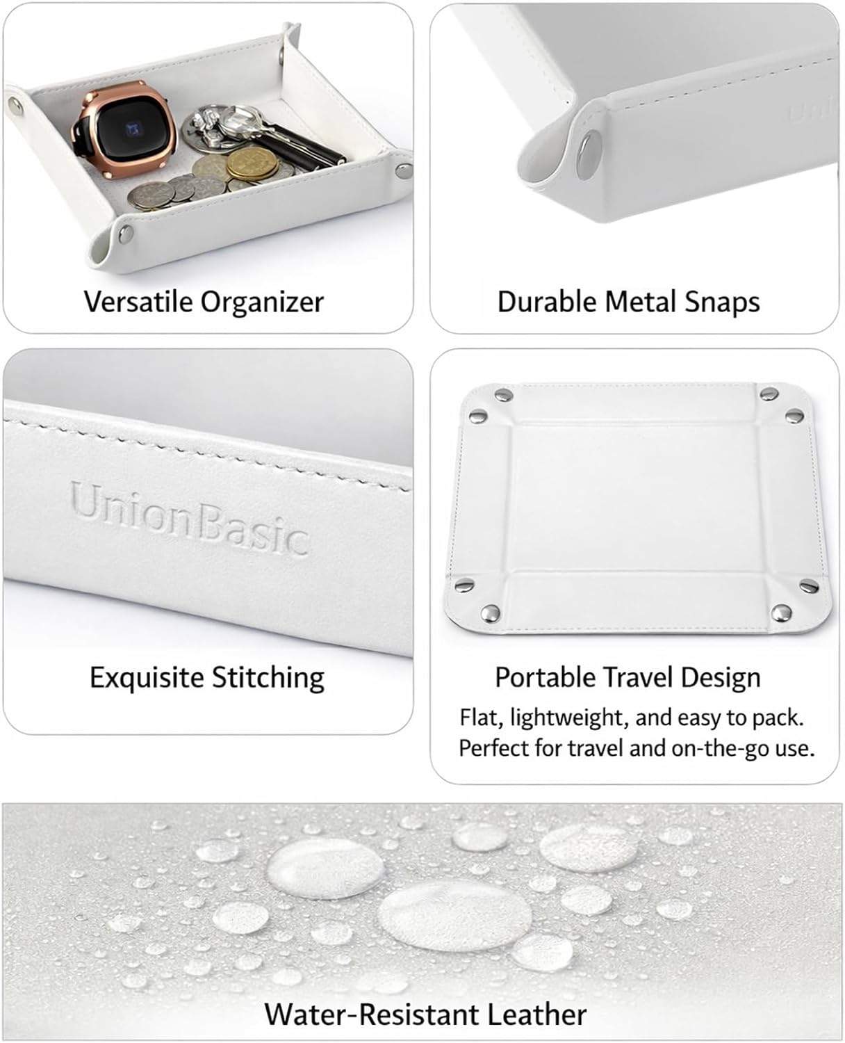 UnionBasic Medium Valet Tray, Jewelry Tray for Rings Watches Earrings, Entryway Catchall Caddy for Coins Keys Change, Nightstand Bedside Valet Holder, Trays for Electronic Gadgets, Candy Pink Plus - Colors A