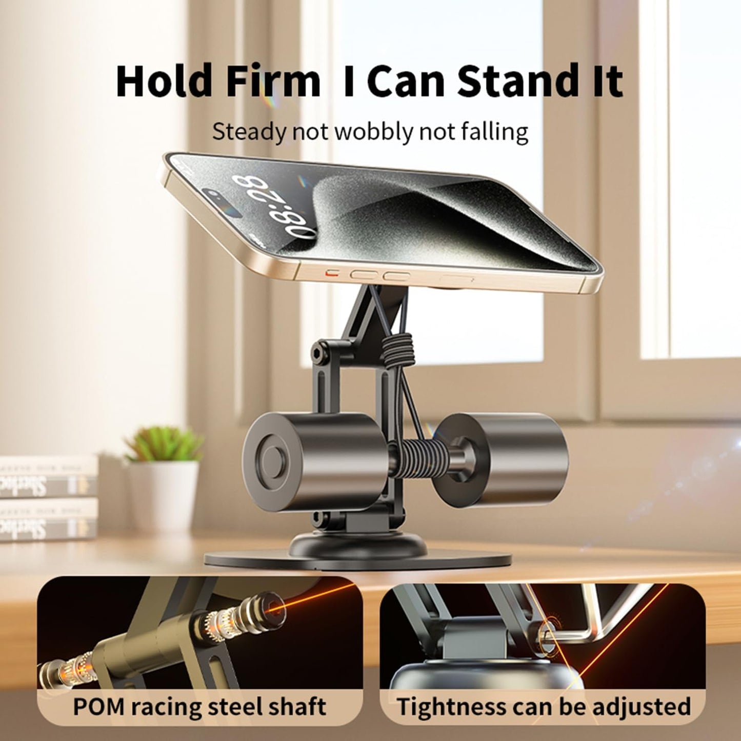 Magnetic Phone Stand for Desk 360 Rotating Adjustable Foldable Aluminum for MagSafe Cell Phone Stand Holder with Non-Slip Base Desk Stand for iPhone 17 16 Pro Max/15/14/13/12 Plus Air (White)