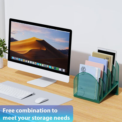 gianotter Desktop File Organizer, Desk Organizer with 5 Compartments, Paper Organizer for Desk, Workspace Organizers for Office Supplies (Black, Upright Style)