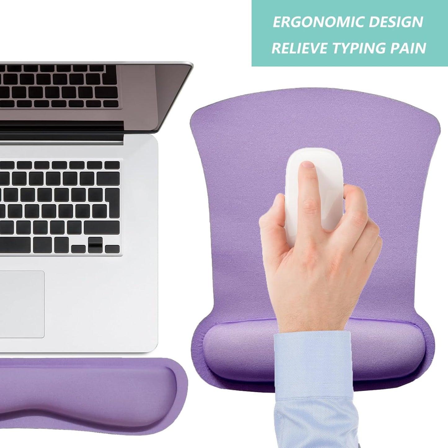 Keyboard Wrist Rest Pad Mouse Pad with Wrist Support Set of 3, Gaming Mousepad with Non-Slip Rubber Base, Ergonomic Memory Foam Mouse Cushion Support for Home Office Laptop Computer, Navy Blue