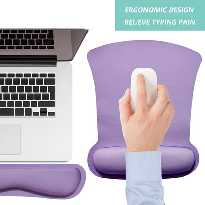 Keyboard Wrist Rest Pad Mouse Pad with Wrist Support Set of 3, Gaming Mousepad with Non-Slip Rubber Base, Ergonomic Memory Foam Mouse Cushion Support for Home Office Laptop Computer, Navy Blue