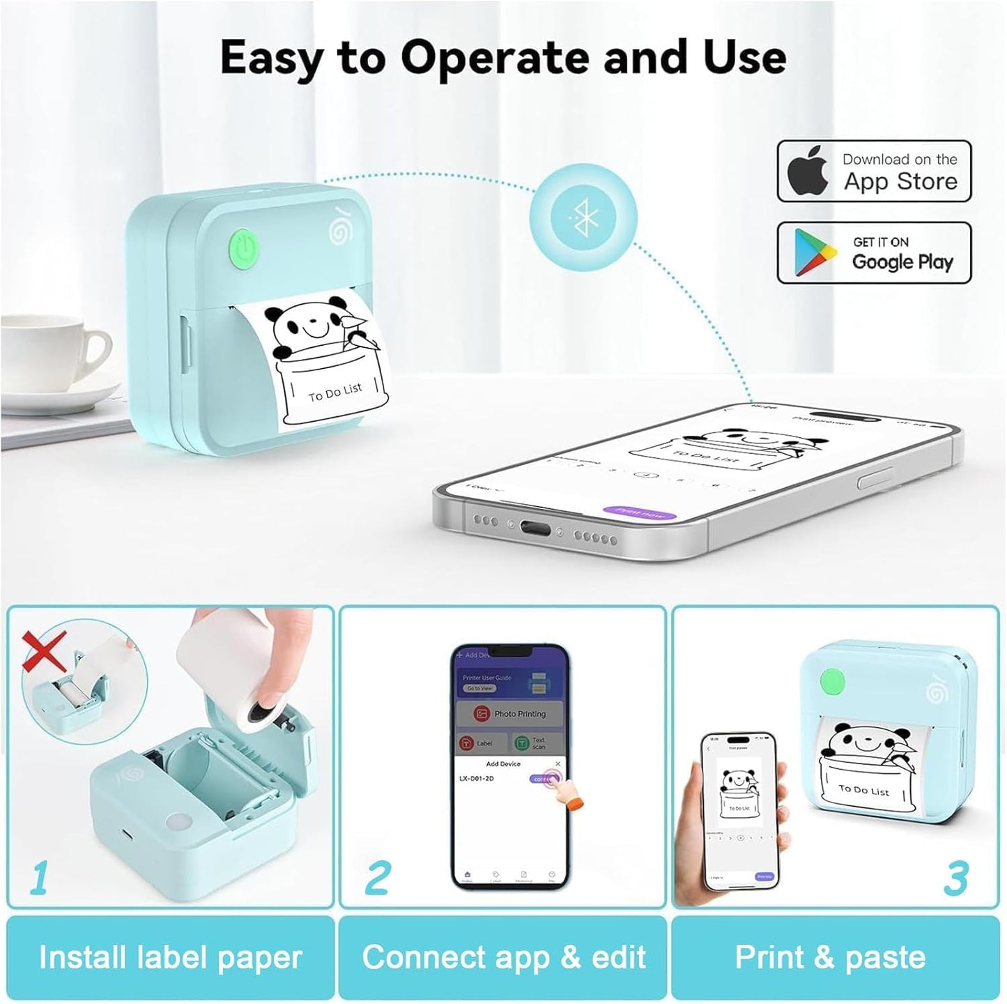 lopevi Label Maker Machine Portable Label Printer with Multiple Templates Wireless BT Label Maker for Home Office School Organization (Blue)