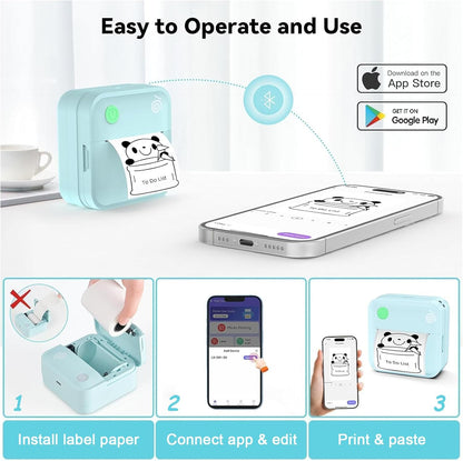 lopevi Label Maker Machine Portable Label Printer with Multiple Templates Wireless BT Label Maker for Home Office School Organization (Blue)