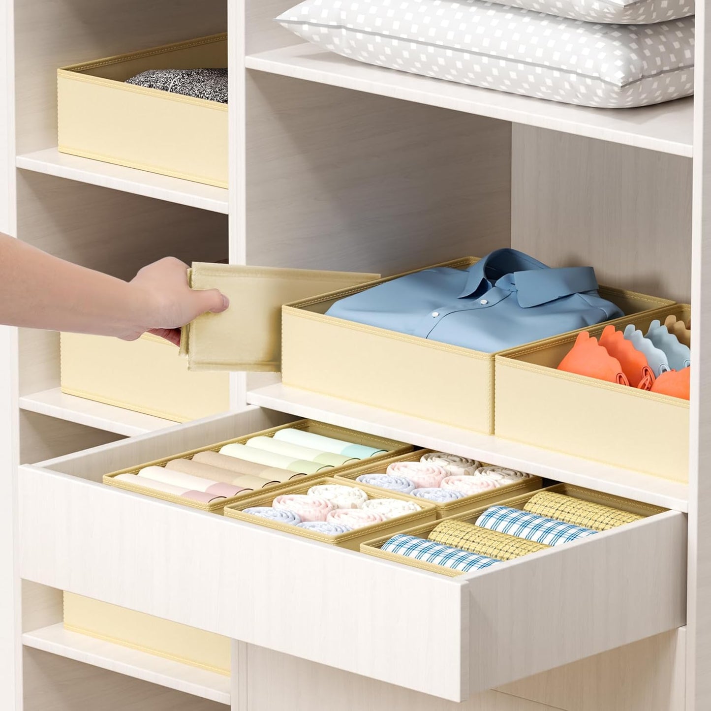 DIMJ Drawer Organizer Clothes - 20 Pack Closet Drawer Organizer Bins for Baby Clothes Storage, Fabric Dresser Organizer for Nursery Bedroom, Foldable Small Drawer Dividers for Underwear Socks