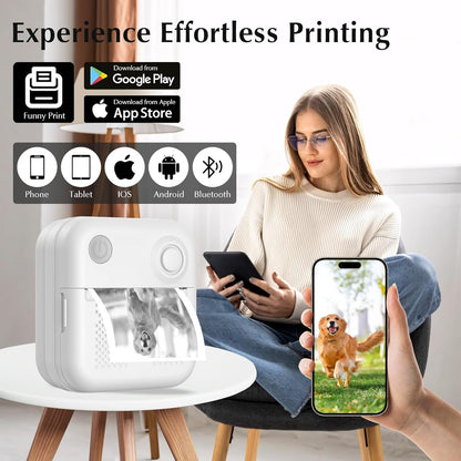 Wireless Portable Thermal Label Printer, Bluetooth Label Maker Machine with 2 Lable Rolls, Sticker Maker Supports 12-50mm Lables, Pro-App with Multi Templates and Icons, High-Definition Clarit