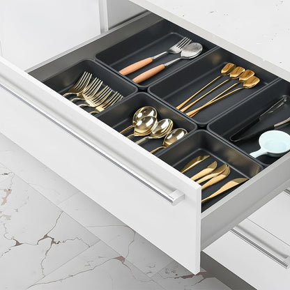 Kutesna 6 PCS Large Plastic Drawer Organizer, 9"×6" Desk Drawer Organizer and Storage Trays, Versatile Plastic Storage Bins for Makeup Vanity, Jewelries, Kitchen Utensils, Bathroom and Office