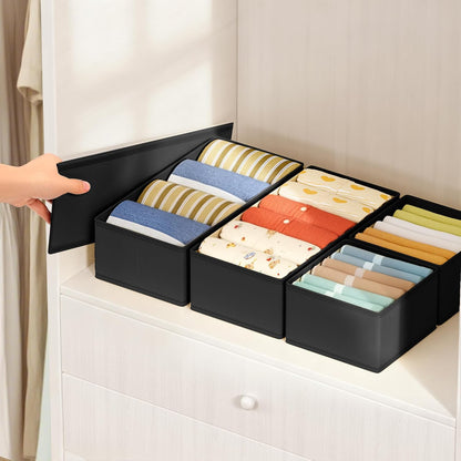 DIMJ Drawer Organizers Clothes, Dresser Organizer Bins for Baby Clothes,Underwear and Sock, Fabric Closet Organization and Storage Boxs, Drawer Dividers for Nursery, Clothing, Tie - 4 Pack, Beige