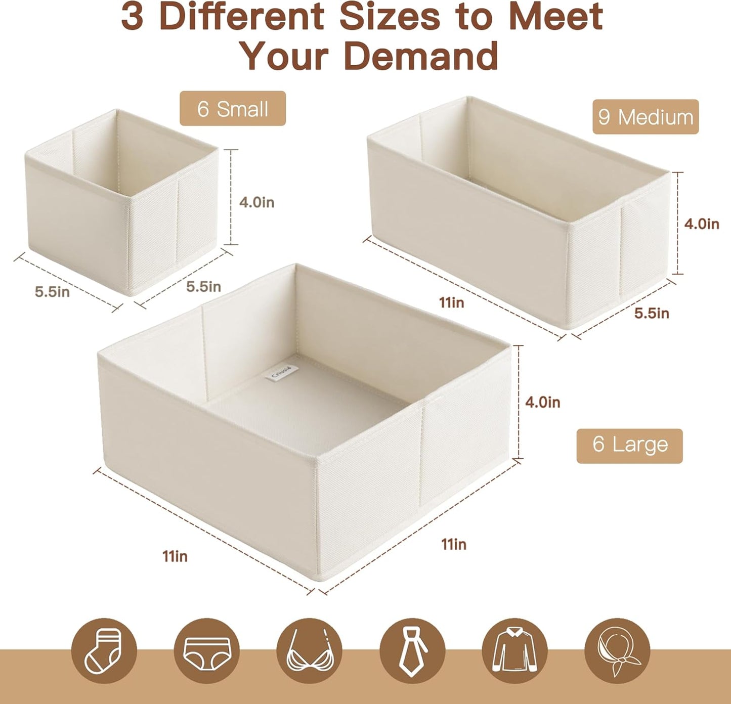 Criusia Drawer Organizer Clothes, 10 Pack Dresser Organizer for Baby Clothes, Underwear, Sock- Foldable Closet Organization and Storage Dividers Bins for Nursery, Bedroom (Beige)