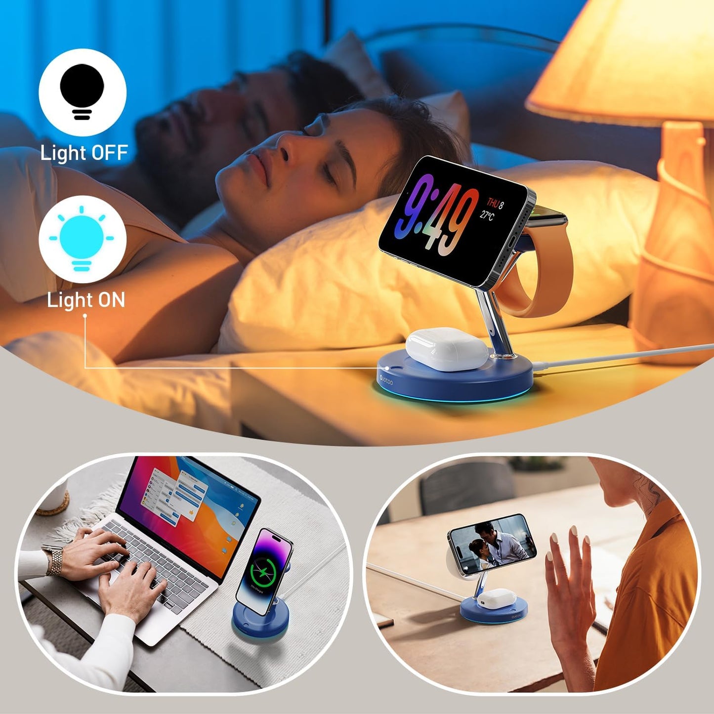 New 3 in 1 Charging Station for Apple Compatible with Magsafe Charger Stand for iPhone 17 16 15 14 13 12 Wireless Charging Station for AirPods Wireless Charger for iWatch Series