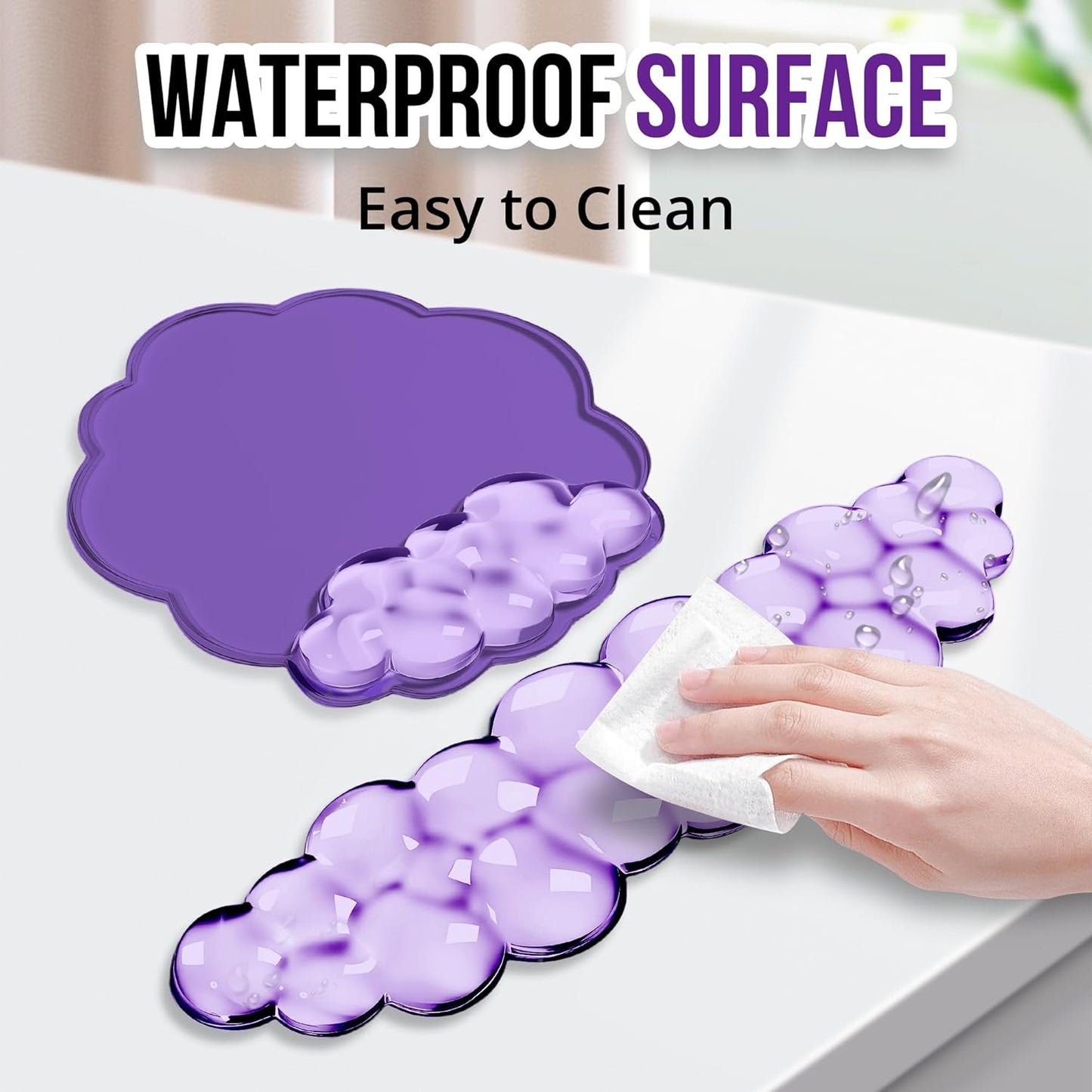Keyboard Wrist Rest Set — Ergonomic Cloud Gel Wrist Rest Keyboard and Mouse Pad, Non-Slip Desk Accessories for Office and Home（White）