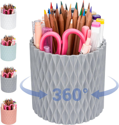 Pencil Holder - 360° Rotation, 5 Slot Desk Supplies For Women Office Aesthetic. Pen Holder For Office&School, Desk Accessories(Blue)