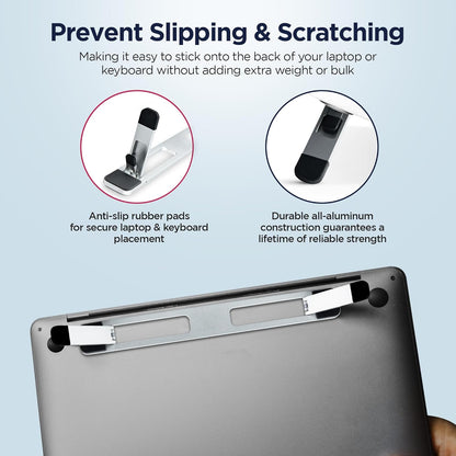 ProRiser by PostureUp – Self-Adhesive Non-Scratch Aluminum Laptop & Keyboard Stand for Desk, 1.75 & 3in Elevation, Adjustable Computer Stand, Laptop Riser – for Up to 20in Laptops and Keyboards