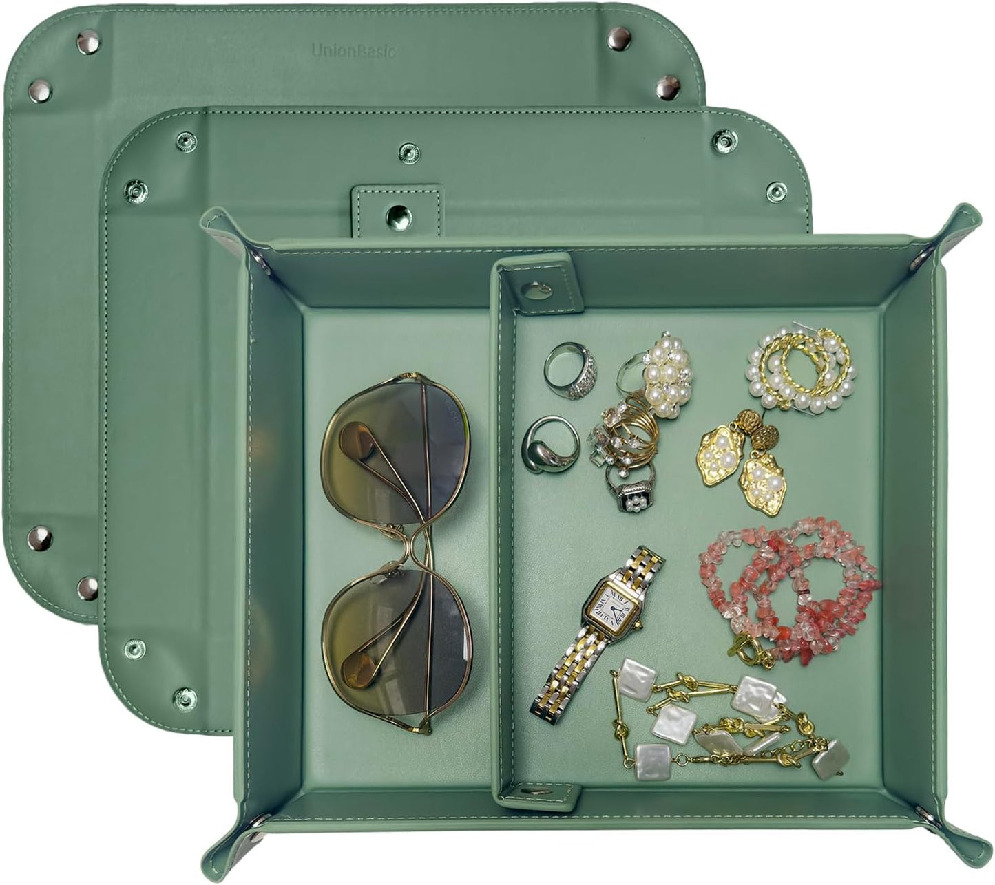 UnionBasic Medium Valet Tray, Jewelry Tray for Rings Watches Earrings, Entryway Catchall Caddy for Coins Keys Change, Nightstand Bedside Valet Holder, Trays for Electronic Gadgets, Candy Pink Plus - Colors B