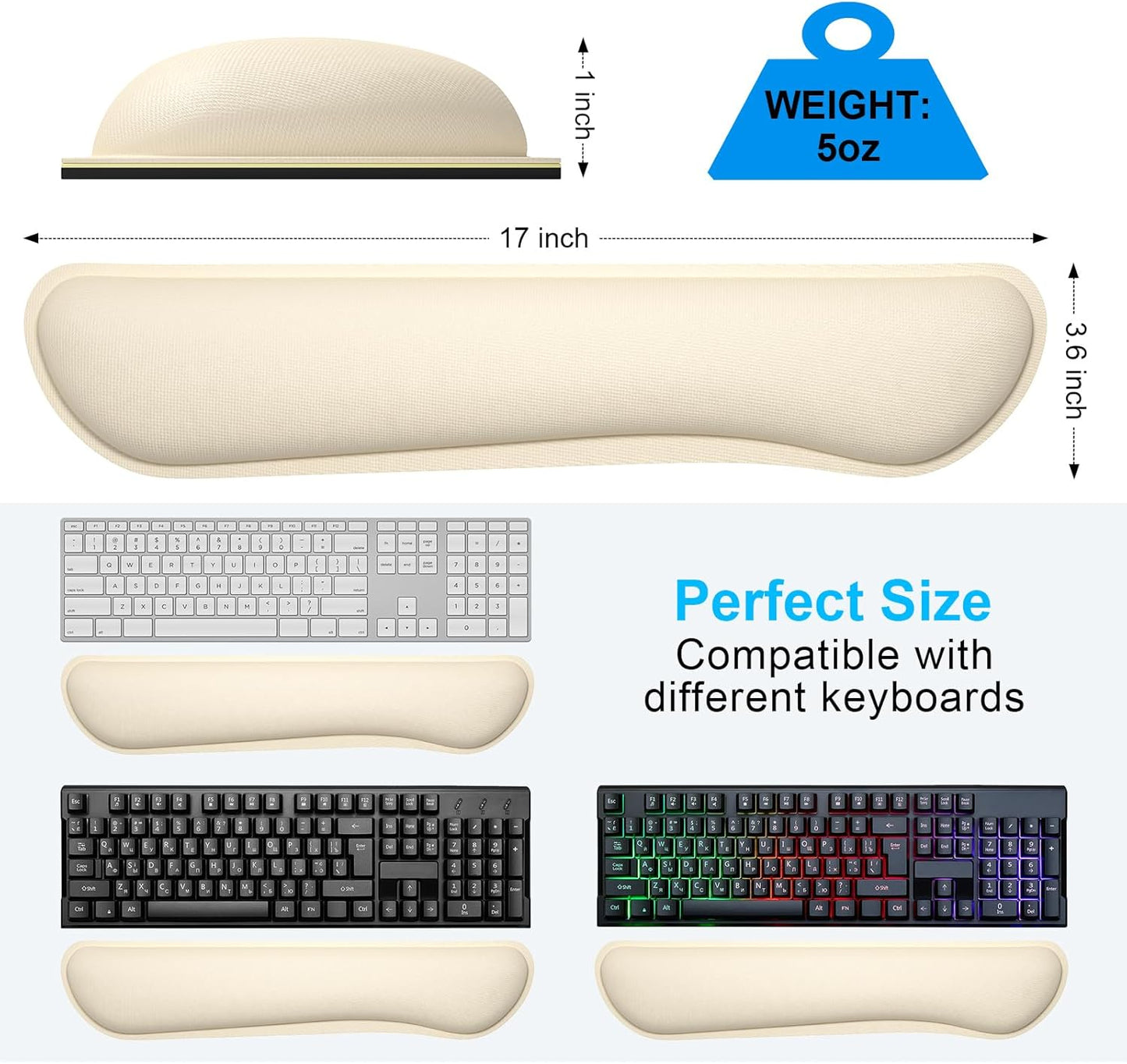 Dapesuom Enlarge Keyboard Wrist Rest, Cute Memory Foam Keyboard Wrist Cushion for Computer Desk Mats Support, Typing Pain Relief Ergonomic Mouse Pad Rests with Non-Slip Base for Gaming, Laptop, Purple