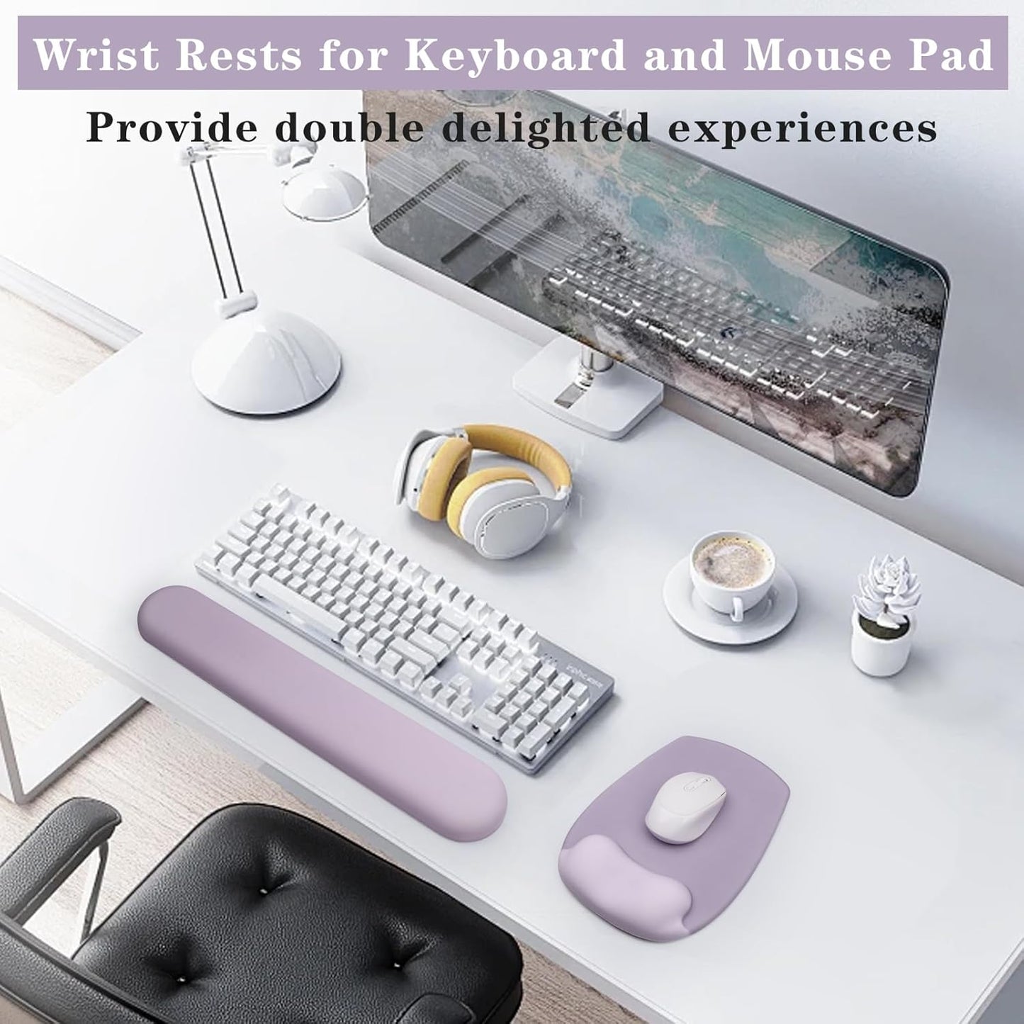 Wrist Rest for Keyboard and Mouse, Ergonomic Gel Computer Keyboard Wrist Rest with Memory Foam, Keyboard Wrist Support Pad for Long Hours of Work, Gaming, Studying-Relieve Wrist Pain