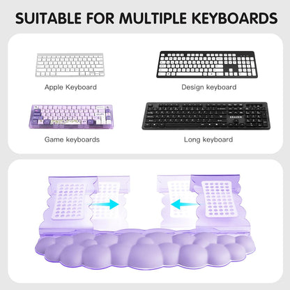 Ergonomic Keyboard Wrist Rest,Adjustable Tilt Stand Combo,Pink Acrylic Cloud Comfort Wrist Support, Customizable Width Riser for Home,Office Desk - Portable Comfortable Typing (Pink)