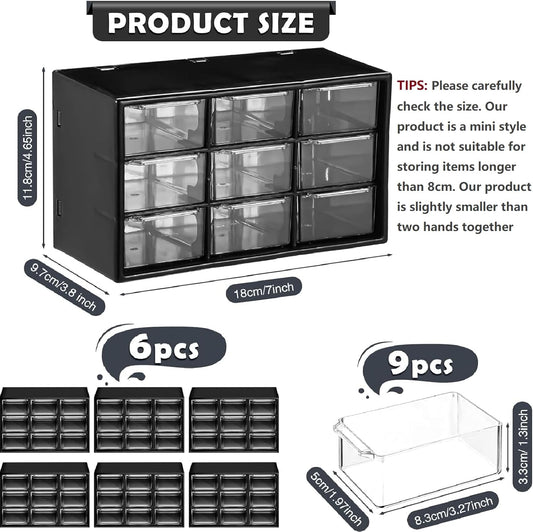Amyhill 6 Pcs Mini Drawer Organizer Small Organizer with 9 Drawers Plastic Desktop Craft Storage Box for Office Home Room Jewelry Cosmetics Collection(White)