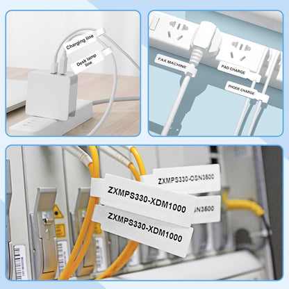 NIIMBOT D11 Label Tape D110 Label Maker Papers 3Rolls Cable Labels, Self-Adhesive Labeling Tape 0.47" X 4.29" (12 X 109mm) Cable Label Refills for Home Office Circuit Box, 195 Labels/3Rolls, White