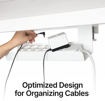 Under Desk Cable Management Tray, Cord Hider, Cord Organizer, Cable Organizer, Cable Hider, Cord Management, No Drilling Required - White Cable Manager for Desk